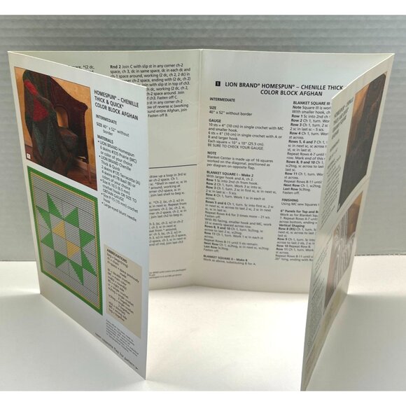 Lion Brand Yarn Afghan 3 Pattern Booklet Crochet Thick Quick Homespun Chenille - Picture 3 of 6